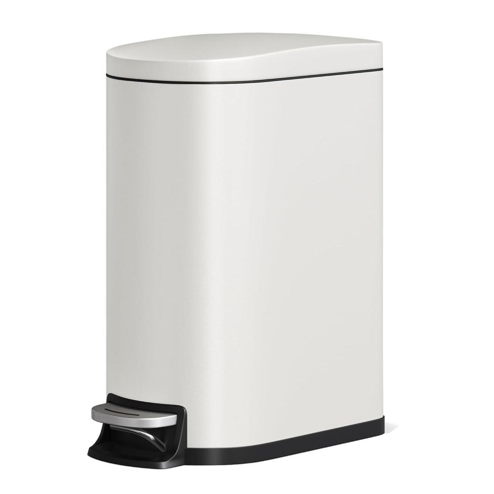 image:imageGarvee 13 gal  50 L Stainless Steel Trash Can with Lid Large Garbage Can for Kitchen Rustproof Stepon Kitchen Metal Trash Bin with Liner Rim Rear Handle Soft Close Plastic Lid SilverWhite132 Gal