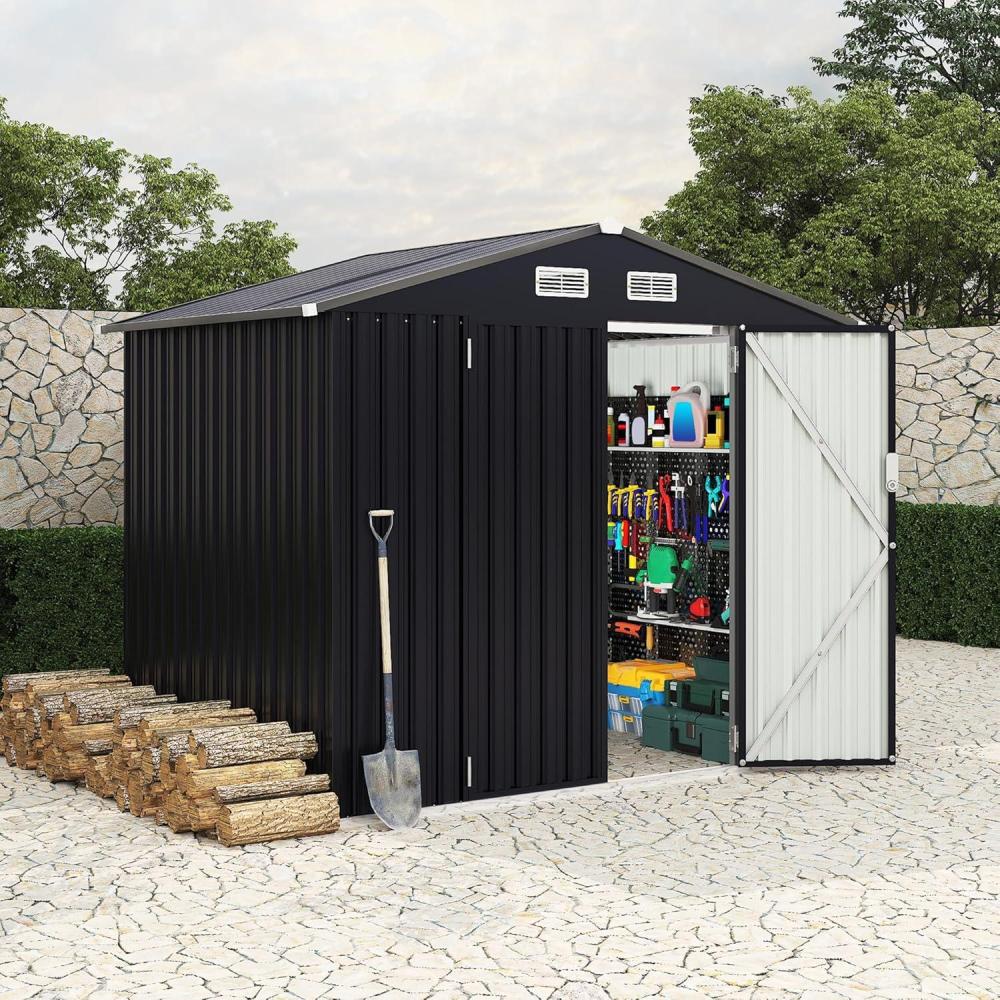 image:imageGarvee 6x8 ft Metal Outdoor Storage Shed Lockable Door amp Air Vent YardGarden Tool Shed for Backyard Patio LawnGray