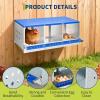 50.39″ Metal Chicken Nesting Box, 4-Compartment Poultry Nest Box with Perch and Ventilation Holes, Blue Roof Hen Laying Box for Up to 8 Chickens(Blue)