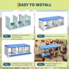50.39″ Metal Chicken Nesting Box, 4-Compartment Poultry Nest Box with Perch and Ventilation Holes, Blue Roof Hen Laying Box for Up to 8 Chickens(Blue)
