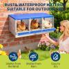 50.39″ Metal Chicken Nesting Box, 4-Compartment Poultry Nest Box with Perch and Ventilation Holes, Blue Roof Hen Laying Box for Up to 8 Chickens(Blue)