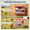 50.39″ Metal Chicken Nesting Box, 4-Compartment Poultry Nest Box with Perch and Ventilation Holes, Blue Roof Hen Laying Box for Up to 8 Chickens(Red A)