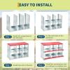50.39″ Metal Chicken Nesting Box, 4-Compartment Poultry Nest Box with Perch and Ventilation Holes, Blue Roof Hen Laying Box for Up to 8 Chickens(Red A)