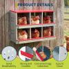 50.39″ Metal Chicken Nesting Box, 4-Compartment Poultry Nest Box with Perch and Ventilation Holes, Blue Roof Hen Laying Box for Up to 8 Chickens(Red A)
