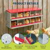 50.39″ Metal Chicken Nesting Box, 4-Compartment Poultry Nest Box with Perch and Ventilation Holes, Blue Roof Hen Laying Box for Up to 8 Chickens(Red with railing)