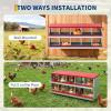 50.39″ Metal Chicken Nesting Box, 4-Compartment Poultry Nest Box with Perch and Ventilation Holes, Blue Roof Hen Laying Box for Up to 8 Chickens(Red with railing)
