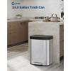 Garvee 13 gal / 50 L Stainless Steel Trash Can with Lid, Large Garbage Can for Kitchen, Rustproof Step-on Kitchen Metal Trash Bin with Liner Rim, Rear Handle, Soft Close Plastic Lid, Silver(15.8 Gal-Stainless Steel)