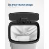 Garvee 13 gal / 50 L Stainless Steel Trash Can with Lid, Large Garbage Can for Kitchen, Rustproof Step-on Kitchen Metal Trash Bin with Liner Rim, Rear Handle, Soft Close Plastic Lid, Silver(White)