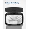 Garvee 13 gal / 50 L Stainless Steel Trash Can with Lid, Large Garbage Can for Kitchen, Rustproof Step-on Kitchen Metal Trash Bin with Liner Rim, Rear Handle, Soft Close Plastic Lid, Silver(15.8 Gal-Stainless Steel)