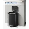 Garvee 13 gal / 50 L Stainless Steel Trash Can with Lid, Large Garbage Can for Kitchen, Rustproof Step-on Kitchen Metal Trash Bin with Liner Rim, Rear Handle, Soft Close Plastic Lid, Silver(Black)