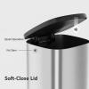 Garvee 13 gal / 50 L Stainless Steel Trash Can with Lid, Large Garbage Can for Kitchen, Rustproof Step-on Kitchen Metal Trash Bin with Liner Rim, Rear Handle, Soft Close Plastic Lid, Silver(silver)