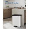 Garvee 13 gal / 50 L Stainless Steel Trash Can with Lid, Large Garbage Can for Kitchen, Rustproof Step-on Kitchen Metal Trash Bin with Liner Rim, Rear Handle, Soft Close Plastic Lid, Silver(White)