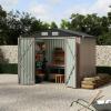Garvee 6×8 ft Metal Outdoor Storage Shed, Lockable Door & Air Vent, Yard/Garden Tool Shed for Backyard Patio Lawn(Brown)