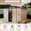 Garvee 6×8 ft Metal Outdoor Storage Shed, Lockable Door & Air Vent, Yard/Garden Tool Shed for Backyard Patio Lawn(Brown)