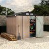 Garvee 6×8 ft Metal Outdoor Storage Shed, Lockable Door & Air Vent, Yard/Garden Tool Shed for Backyard Patio Lawn(Brown)