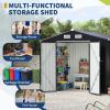 Garvee 6×8 ft Metal Outdoor Storage Shed, Lockable Door & Air Vent, Yard/Garden Tool Shed for Backyard Patio Lawn(Gray)