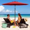 Garvee 9FT Patio Umbrella – Outdoor Table Umbrella with Crank Lift & Push Button Tilt – Market Umbrella 8 Sturdy Ribs UV Protection for Pool, Deck, Yard, Garden – Orange(Red)