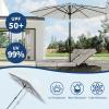 Garvee 9FT Patio Umbrella – Outdoor Table Umbrella with Crank Lift & Push Button Tilt – Market Umbrella 8 Sturdy Ribs UV Protection for Pool, Deck, Yard, Garden – Orange(Black & White Stripe)