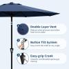 Garvee 9FT Patio Umbrella – Outdoor Table Umbrella with Crank Lift & Push Button Tilt – Market Umbrella 8 Sturdy Ribs UV Protection for Pool, Deck, Yard, Garden – Orange(Navy Blue)
