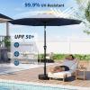 Garvee 9FT Patio Umbrella – Outdoor Table Umbrella with Crank Lift & Push Button Tilt – Market Umbrella 8 Sturdy Ribs UV Protection for Pool, Deck, Yard, Garden – Orange(Navy Blue)