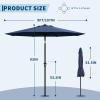 Garvee 9FT Patio Umbrella – Outdoor Table Umbrella with Crank Lift & Push Button Tilt – Market Umbrella 8 Sturdy Ribs UV Protection for Pool, Deck, Yard, Garden – Orange(Navy Blue)