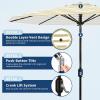 Garvee 9FT Patio Umbrella – Outdoor Table Umbrella with Crank Lift & Push Button Tilt – Market Umbrella 8 Sturdy Ribs UV Protection for Pool, Deck, Yard, Garden – Orange(Tan & White Stripe)