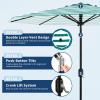 Garvee 9FT Patio Umbrella – Outdoor Table Umbrella with Crank Lift & Push Button Tilt – Market Umbrella 8 Sturdy Ribs UV Protection for Pool, Deck, Yard, Garden – Orange(Turquoise & White Stripe)