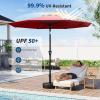 Garvee 9FT Patio Umbrella – Outdoor Table Umbrella with Crank Lift & Push Button Tilt – Market Umbrella 8 Sturdy Ribs UV Protection for Pool, Deck, Yard, Garden – Orange(Red)