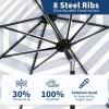 Garvee 9FT Patio Umbrella – Outdoor Table Umbrella with Crank Lift & Push Button Tilt – Market Umbrella 8 Sturdy Ribs UV Protection for Pool, Deck, Yard, Garden – Orange(Blue & White Stripe)