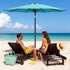 Garvee 9FT Patio Umbrella – Outdoor Table Umbrella with Crank Lift & Push Button Tilt – Market Umbrella 8 Sturdy Ribs UV Protection for Pool, Deck, Yard, Garden – Orange(Sky Blue)
