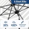 Garvee 9FT Patio Umbrella – Outdoor Table Umbrella with Crank Lift & Push Button Tilt – Market Umbrella 8 Sturdy Ribs UV Protection for Pool, Deck, Yard, Garden – Orange(Black & White Stripe)