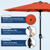 Garvee 9FT Patio Umbrella – Outdoor Table Umbrella with Crank Lift & Push Button Tilt – Market Umbrella 8 Sturdy Ribs UV Protection for Pool, Deck, Yard, Garden – Orange(Orange)