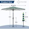 Garvee 9FT Patio Umbrella – Outdoor Table Umbrella with Crank Lift & Push Button Tilt – Market Umbrella 8 Sturdy Ribs UV Protection for Pool, Deck, Yard, Garden – Orange(Blue & Green Stripe)