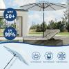 Garvee 9FT Patio Umbrella – Outdoor Table Umbrella with Crank Lift & Push Button Tilt – Market Umbrella 8 Sturdy Ribs UV Protection for Pool, Deck, Yard, Garden – Orange(Blue & White Stripe)