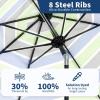 Garvee 9FT Patio Umbrella – Outdoor Table Umbrella with Crank Lift & Push Button Tilt – Market Umbrella 8 Sturdy Ribs UV Protection for Pool, Deck, Yard, Garden – Orange(Blue & Green Stripe)
