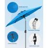 Garvee 9FT Solar Patio Umbrella with 32 LED Lights – Outdoor Table Umbrella with Crank Lift, Push Button Tilt and 8 Sturdy Ribs – Market Umbrella UV Protection for Pool, Deck, Yard, Garden -Navy Blue(Azure)