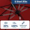 Garvee 9FT Solar Patio Umbrella with 32 LED Lights – Outdoor Table Umbrella with Crank Lift, Push Button Tilt and 8 Sturdy Ribs – Market Umbrella UV Protection for Pool, Deck, Yard, Garden -Navy Blue(Red)