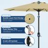 Garvee 9FT Solar Patio Umbrella with 32 LED Lights – Outdoor Table Umbrella with Crank Lift, Push Button Tilt and 8 Sturdy Ribs – Market Umbrella UV Protection for Pool, Deck, Yard, Garden -Navy Blue(Pale Yellow)