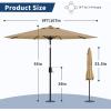 Garvee 9FT Solar Patio Umbrella with 32 LED Lights – Outdoor Table Umbrella with Crank Lift, Push Button Tilt and 8 Sturdy Ribs – Market Umbrella UV Protection for Pool, Deck, Yard, Garden -Navy Blue(Tan New)