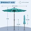 Garvee 9FT Solar Patio Umbrella with 32 LED Lights – Outdoor Table Umbrella with Crank Lift, Push Button Tilt and 8 Sturdy Ribs – Market Umbrella UV Protection for Pool, Deck, Yard, Garden -Navy Blue(Sky Blue)