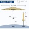 Garvee 9FT Solar Patio Umbrella with 32 LED Lights – Outdoor Table Umbrella with Crank Lift, Push Button Tilt and 8 Sturdy Ribs – Market Umbrella UV Protection for Pool, Deck, Yard, Garden -Navy Blue(beige neww)