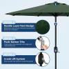Garvee 9FT Solar Patio Umbrella with 32 LED Lights – Outdoor Table Umbrella with Crank Lift, Push Button Tilt and 8 Sturdy Ribs – Market Umbrella UV Protection for Pool, Deck, Yard, Garden -Navy Blue(Dark Green)