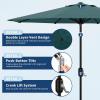 Garvee 9FT Solar Patio Umbrella with 32 LED Lights – Outdoor Table Umbrella with Crank Lift, Push Button Tilt and 8 Sturdy Ribs – Market Umbrella UV Protection for Pool, Deck, Yard, Garden -Navy Blue(Turquoise)