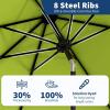 Garvee 9FT Solar Patio Umbrella with 32 LED Lights – Outdoor Table Umbrella with Crank Lift, Push Button Tilt and 8 Sturdy Ribs – Market Umbrella UV Protection for Pool, Deck, Yard, Garden -Navy Blue(Grass Green)