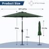 Garvee 9FT Solar Patio Umbrella with 32 LED Lights – Outdoor Table Umbrella with Crank Lift, Push Button Tilt and 8 Sturdy Ribs – Market Umbrella UV Protection for Pool, Deck, Yard, Garden -Navy Blue(Dark Green)