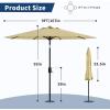 Garvee 9FT Solar Patio Umbrella with 32 LED Lights – Outdoor Table Umbrella with Crank Lift, Push Button Tilt and 8 Sturdy Ribs – Market Umbrella UV Protection for Pool, Deck, Yard, Garden -Navy Blue(Beige)