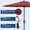 Garvee 9FT Solar Patio Umbrella with 32 LED Lights – Outdoor Table Umbrella with Crank Lift, Push Button Tilt and 8 Sturdy Ribs – Market Umbrella UV Protection for Pool, Deck, Yard, Garden -Navy Blue(Red)