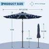 Garvee 9FT Solar Patio Umbrella with 32 LED Lights – Outdoor Table Umbrella with Crank Lift, Push Button Tilt and 8 Sturdy Ribs – Market Umbrella UV Protection for Pool, Deck, Yard, Garden -Navy Blue(Navy Blue)