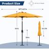 Garvee 9FT Solar Patio Umbrella with 32 LED Lights – Outdoor Table Umbrella with Crank Lift, Push Button Tilt and 8 Sturdy Ribs – Market Umbrella UV Protection for Pool, Deck, Yard, Garden -Navy Blue(Yellow)