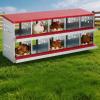 50.39″ Metal Chicken Nesting Box, 4-Compartment Poultry Nest Box with Perch and Ventilation Holes, Blue Roof Hen Laying Box for Up to 8 Chickens(Red with railing)